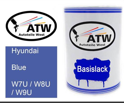 Hyundai, Blue, W7U / W8U / W9U: 500ml Lackdose, von ATW Autoteile West.